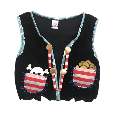 22807LT Pirate Vest, Pirate Red Stripe - SATIN POLYESTER UNISEX 3+